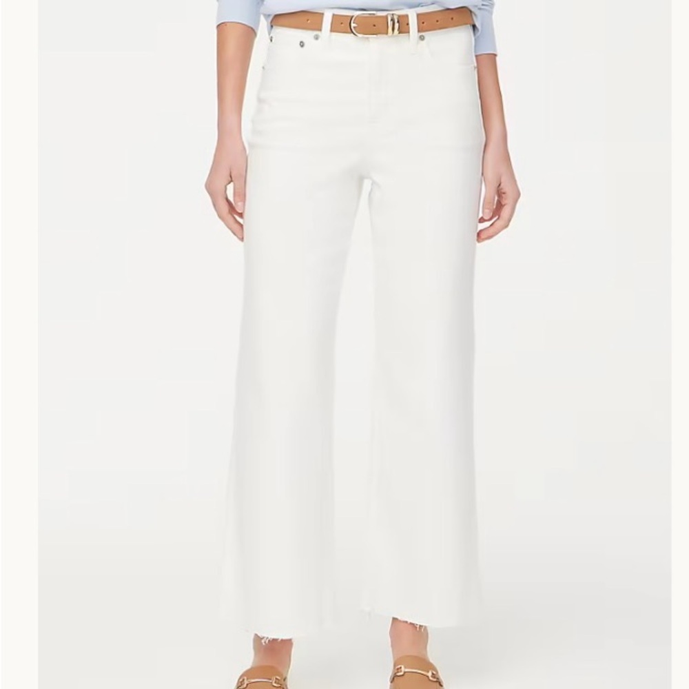 J. Crew Factory Women's White Wide-Leg Jeans